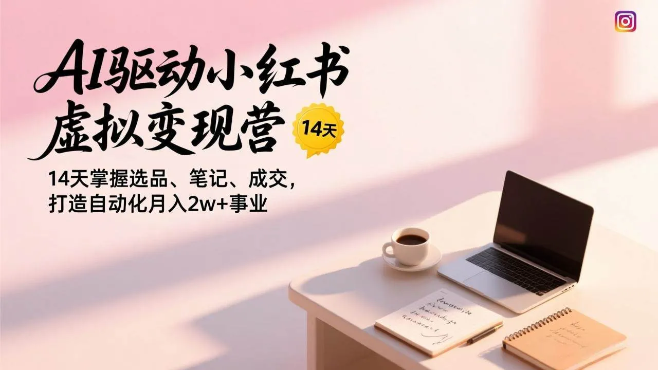 （17204期）AI驱动小红书虚拟变现营，14天掌握选品、笔记、成交，打造自动化月入2w+事业