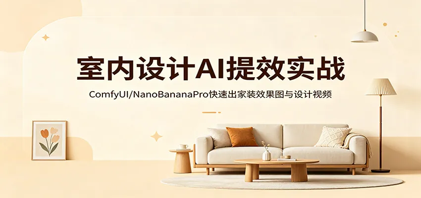 室内设计AI提效实战：ComfyUI/NanoBananaPro快速出家装效果图与设计视频