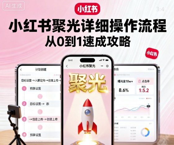 小红书聚光详细操作流程，小红书聚光从0到1速成攻略|小红书聚光lite操作流程