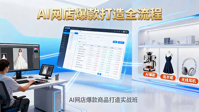 AI网店爆款商品打造实战班：AI技术实现商品图智能处理，快速搭建AI网店