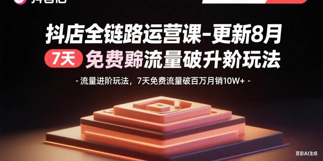(15918期)抖店全链路运营课-更新8月:流量进阶玩法,7天免费流量破百万月销10W+ (15918期)抖店全链路运营课-更新8月:流量进阶玩法,7天免费流量破百万月销10W+
