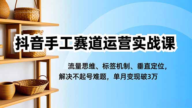 抖音手工赛道运营实战课,流量思维、标签机制、垂直定位,解决不起号难题,单月变现破3万 抖音手工赛道运营实战课,流量思维、标签机制、垂直定位,解决不起号难题,单月变现破3万