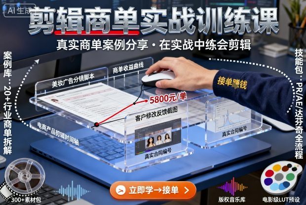 剪辑商单实战训练课，真实商单案例分享，在实战中练会剪辑|剪辑实战课接单渠道