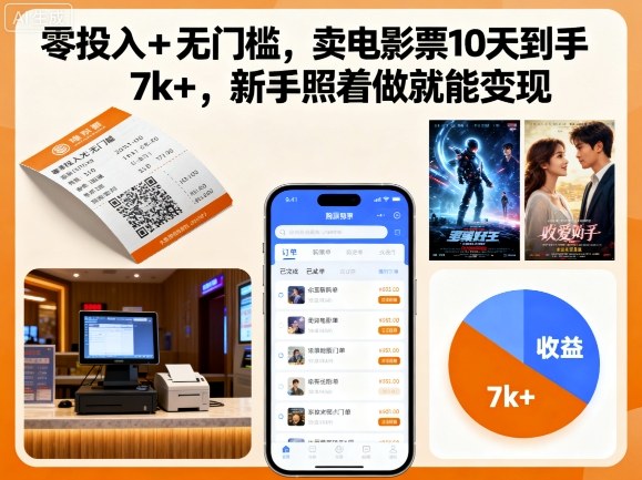 零投入+无门槛,卖电影票10天到手7k+,新手照着做就能变现【揭秘】 零投入+无门槛,卖电影票10天到手7k+,新手照着做就能变现【揭秘】