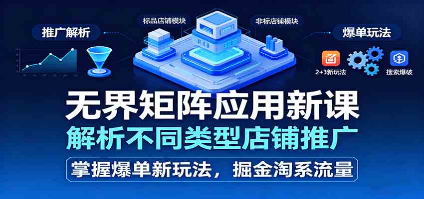 无界矩阵应用新课，解析不同类型店铺推广，掌握爆单新玩法，掘金淘系流量