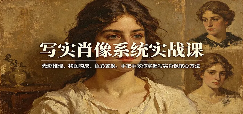 写实肖像系统实战课:光影推理、构图构成、色彩置换,手把手教你掌握写实肖像核心方法 写实肖像系统实战课:光影推理、构图构成、色彩置换,手把手教你掌握写实肖像核心方法