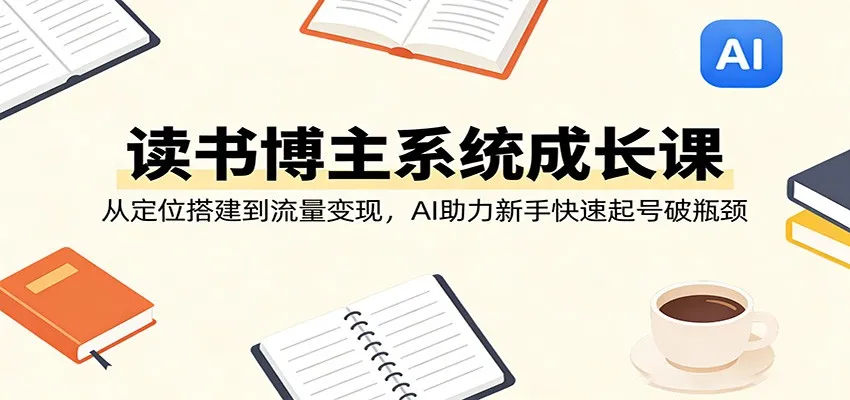 读书博主系统成长课:从定位搭建到流量变现,AI助力新手快速起号破瓶颈 读书博主系统成长课:从定位搭建到流量变现,AI助力新手快速起号破瓶颈