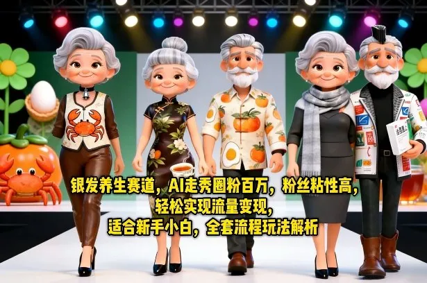 银发养生赛道,AI走秀圈粉百万,粉丝粘性高,轻松实现流量变现,适合新手小白,全套流程玩法解析 银发养生赛道,AI走秀圈粉百万,粉丝粘性高,轻松实现流量变现,适合新手小白,全套流程玩法解析