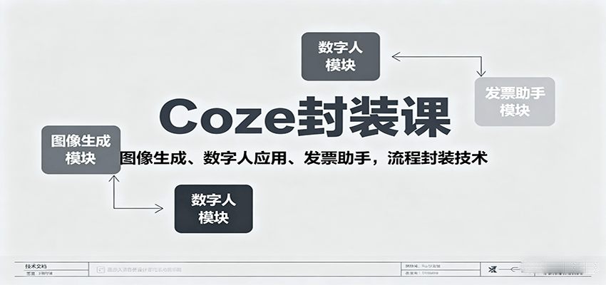 Coze封装课，图像生成、数字人应用、发票助手，流程封装技术|coze封装课,图像生成、数字人应用、发票助手,流程封装技术指南
