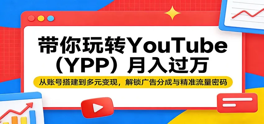 带你玩转YouTube(YPP)月入过万:从账号搭建到多元变现,解锁广告分成与精准流量密码 带你玩转YouTube(YPP)月入过万:从账号搭建到多元变现,解锁广告分成与精准流量密码