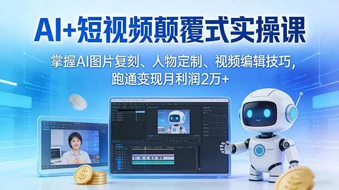 （17454期）AI+短视频颠覆式实操课：掌握AI图片复刻、人物定制、视频编辑技巧，跑通变现月利润2万+