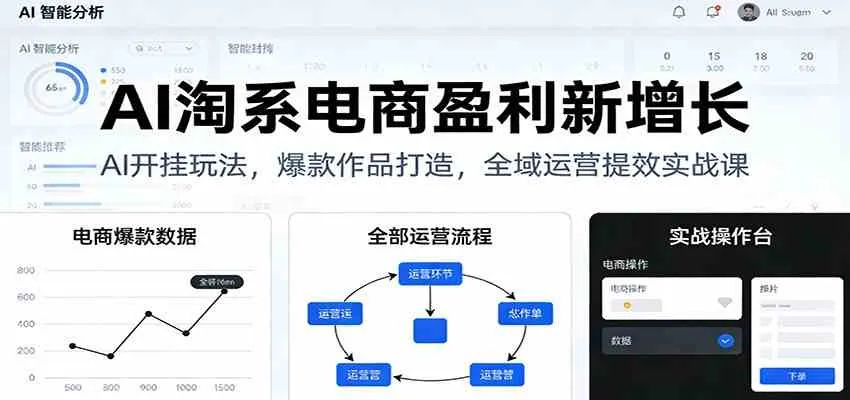 AI淘系电商盈利新增长，AI开挂玩法，爆款作品打造，全域运营提效实战课