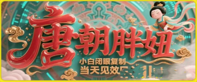 用AI克隆“唐朝胖妞”日更3条，平台疯狂推流，小白闭眼复制，当天见效，日入1k+