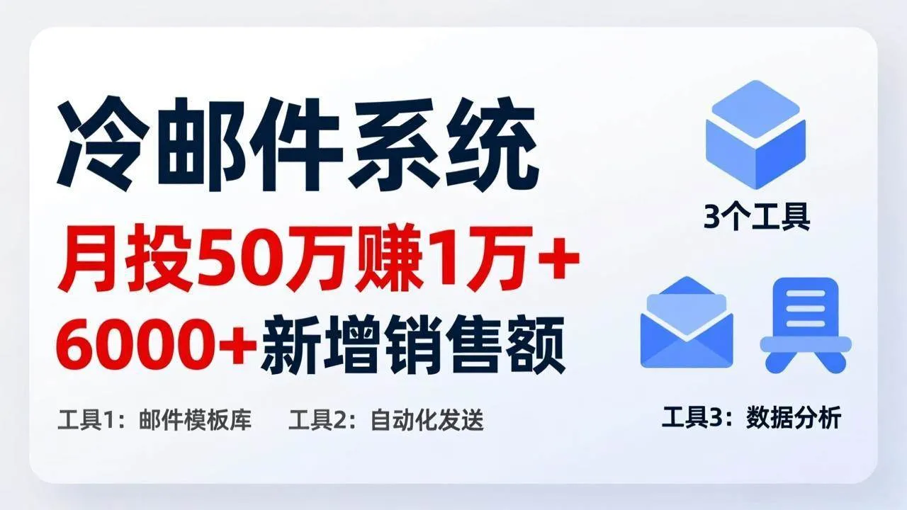 （17469期）月投 50 刀赚 1 万 +！冷邮件系统：6000 + 新增销售额，靠 3 个工具轻松搞