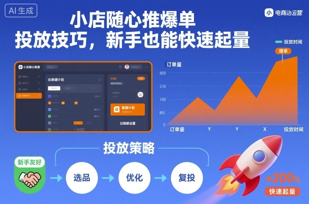 小店随心推爆单投放技巧，新手也能快速起量|小店随心推智能投放工具