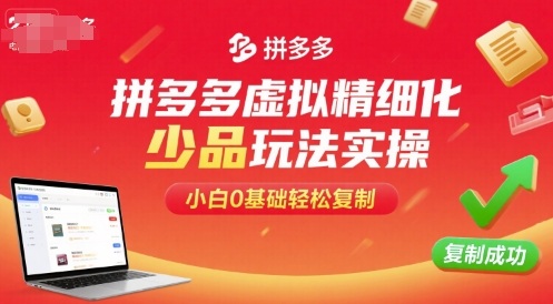 拼多多虚拟精细化少品玩法实操，小白0基础轻松复制|拼多多5 . 5 . 0官方精简无拼小圈版