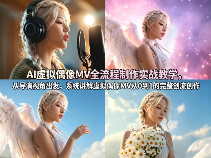 AI虚拟偶像MV全流程制作实战教学，从导演视角出发，系统讲解虚拟偶像MV从0到1的完整创作流程
