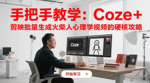 手把手教学：Coze + 剪映批量生成火柴人心理学视频的硬核攻略|手把手教学:coze+++剪映批量生成火柴人心理学视频的硬核攻略简单