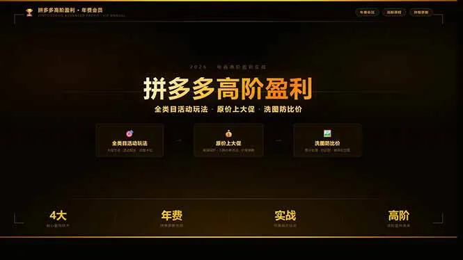 （17779期）拼多多高阶盈利年费会员：全类目活动玩法、原价上大促、洗图防比价等核心盈利技术(更新26年3月)