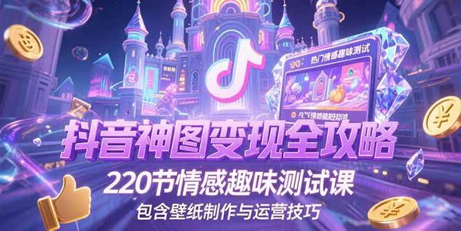 (15264期)抖音神图变现全攻略,220节情感趣味测试课,包含壁纸制作与运营技巧 (15264期)抖音神图变现全攻略,220节情感趣味测试课,包含壁纸制作与运营技巧