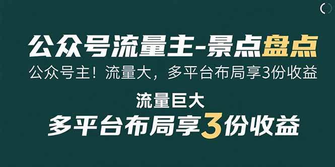(15553期)公众号流量主-景点盘点 流量巨大 多平台布局享3份收益 (15553期)公众号流量主-景点盘点 流量巨大 多平台布局享3份收益