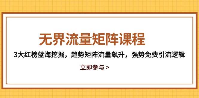 （14763期）无界流量矩阵课程，3大红榜蓝海挖掘，趋势矩阵流量飙升，强势免费引流逻辑|新源70挖掘机液压泵流量是多少