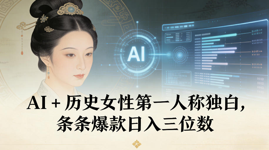 AI+历史女性第一人称独白，条条爆款日入三位数|如何用ai生成历史人物成长视频
