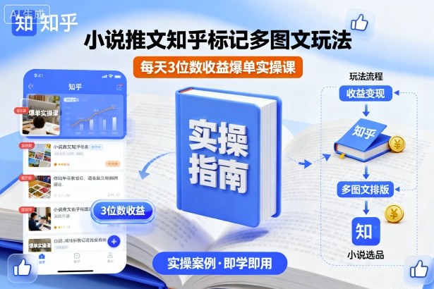 小说推文知乎标记多图文玩法，每天3位数收益爆单实操课|小说推文知乎标记多图文玩法，每天3位数收益爆单实操课英文