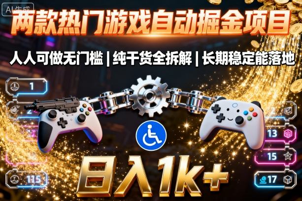 两款热门游戏自动掘金项目，人人可做无门槛，纯干货全拆解，长期稳定能落地，日入1k+【揭秘】