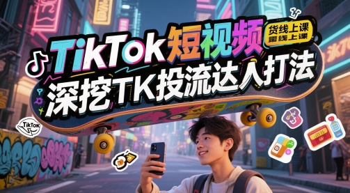 TikTok短视频带货线上课，深挖TK投流达人打法|tiktok短视频带货线上课,深挖tk投流达人打法了