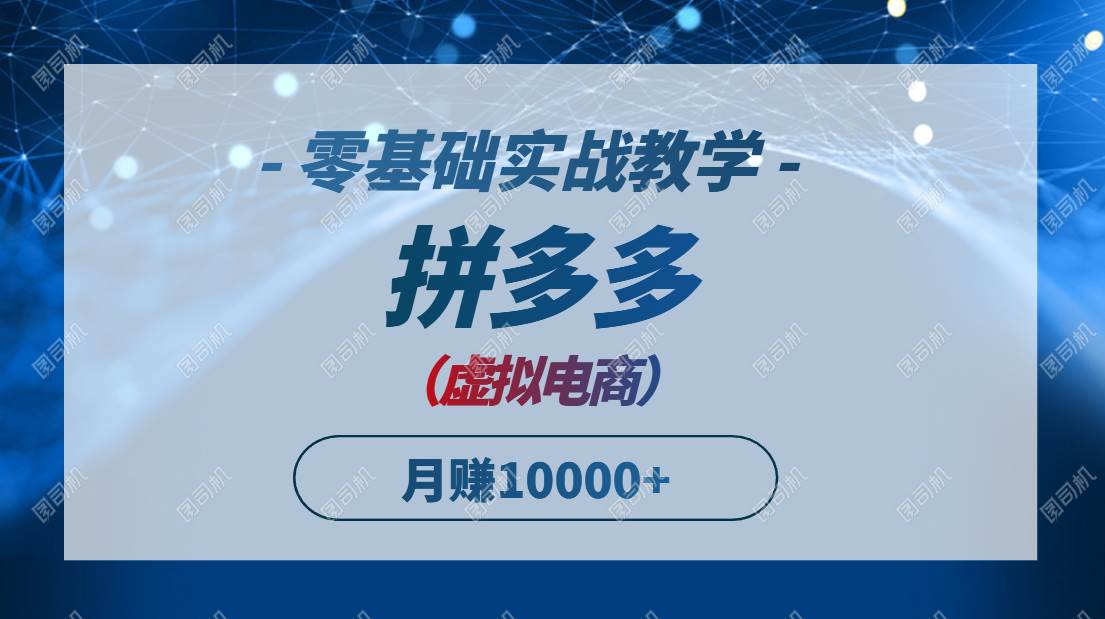 （14880期）拼多多虚拟电商，零基础实战教学，快速打爆商品，新手也能月入10000+