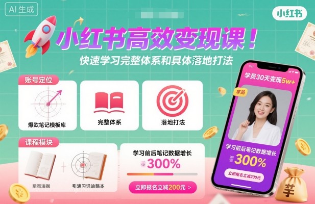 小红书高效变现课,快速学习小红书完整体系和具体落地打法 小红书高效变现课,快速学习小红书完整体系和具体落地打法