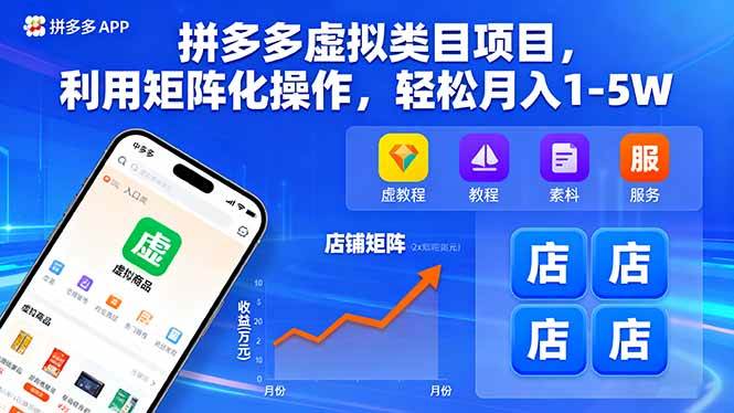 （16025期）拼多多虚拟类目项目，利用矩阵化操作，轻松月入1-5W