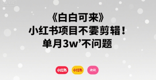 小白可来 小红书项目不需要剪辑 单月3w不是问题|小红书上免费教视频剪辑是不是真的