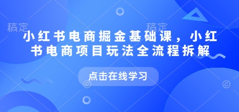 小红书电商掘金课，小红书电商项目玩法全流程拆解（更新9月）|小红书电商玩法技巧视频