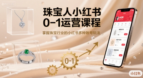 珠宝人小红书0-1运营课程，掌握珠宝行业的小红书多种账号玩法