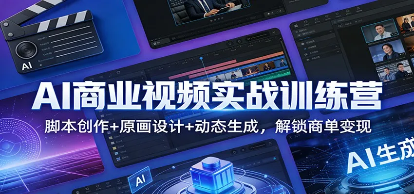 AI商业视频实战训练营：脚本创作+原画设计+动态生成，解锁商单变现