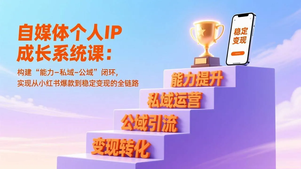 （17192期）自媒体个人IP成长系统课：构建“能力-私域-公域”闭环，实现从小红书爆款到稳定变现的全链路