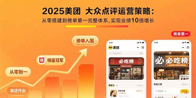 (15602期)2025美团 大众点评运营策略:从零搭建到榜单第一完整体系,实现业绩10倍增长 (15602期)2025美团 大众点评运营策略:从零搭建到榜单第一完整体系,实现业绩10倍增长