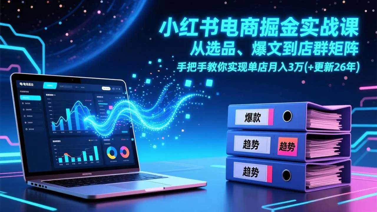 （17290期）小红书电商掘金实战课，从选品、爆文到店群矩阵，手把手教你实现单店月入3万+(更新26年)
