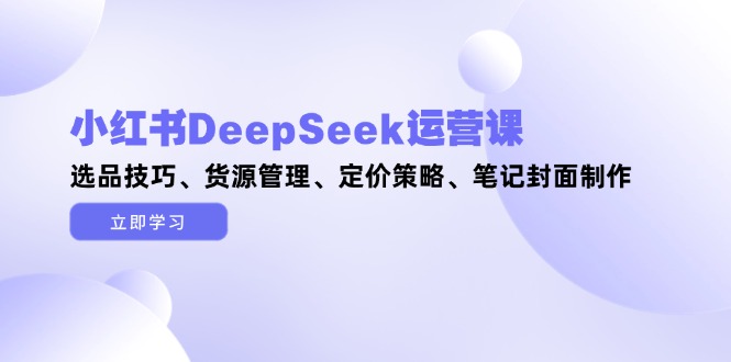 （14748期）小红书DeepSeek运营课，选品技巧、货源管理、定价策略、笔记封面制作bbb|如何利用deepseek进行选品做店铺