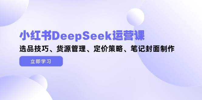 （14748期）小红书DeepSeek运营课，选品技巧、货源管理、定价策略、笔记封面制作
