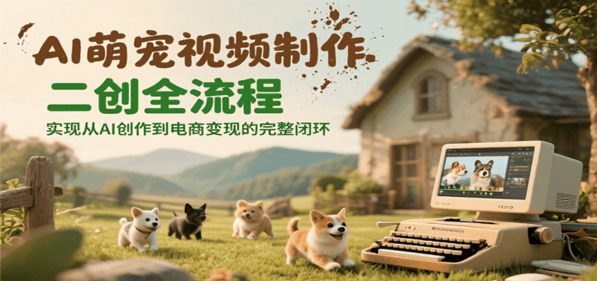 AI萌宠视频制作二创全流程，实现从AI创作到电商变现的完整闭环