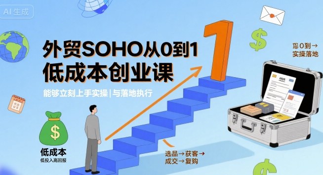 外贸SOHO从0到1低成本创业课，能够立刻上手实操与落地执行|外贸SOHO从0到1低成本创业课，能够立刻上手实操与落地执行英文