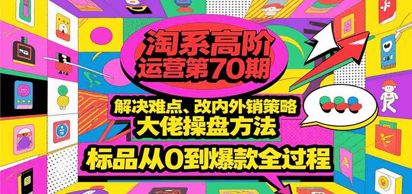 淘系高阶运营第70期，解决难点、改内外销策略，大佬操盘方法，标品从0到爆款全过程