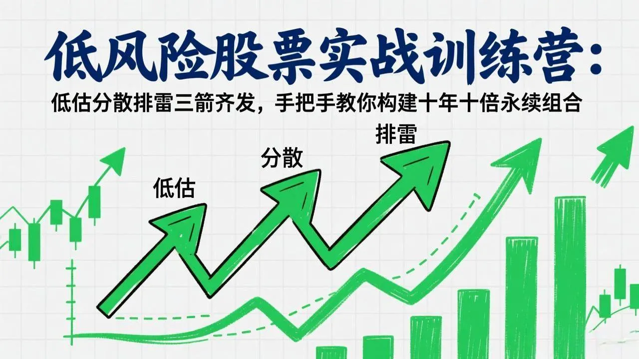 （17487期）低风险股票实战训练营：低估分散排雷三箭齐发，手把手教你构建十年十倍永续组合