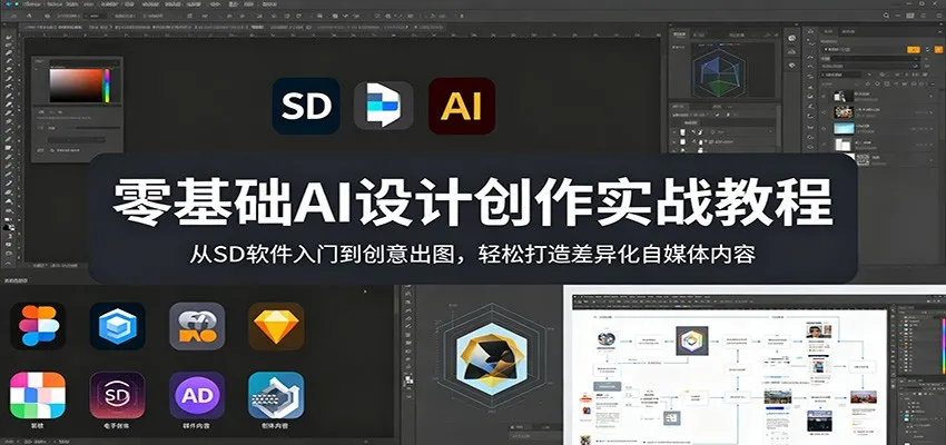 零基础AI设计创作实战教程：从SD软件入门到创意出图，轻松打造差异化自媒体内容