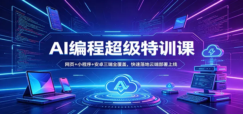 AI编程超级特训课：网页+小程序+安卓三端全覆盖，快速落地云端部署上线