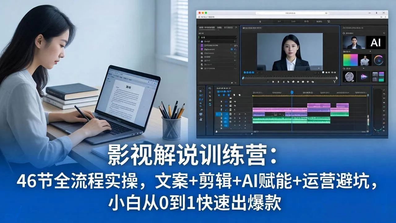 （18053期）影视解说特训营：46节全流程实操，文案+剪辑+AI赋能+运营避坑，小白从0到1快速出爆款