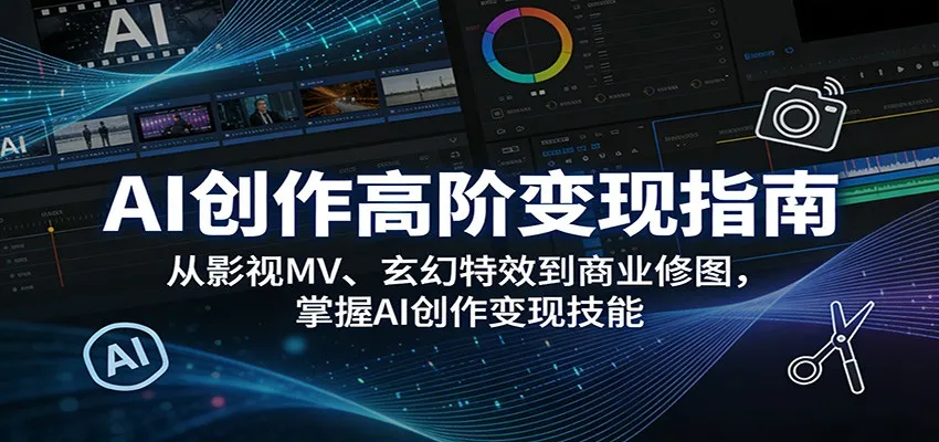 AI创作高阶变现指南：从影视MV、玄幻特效到商业修图，掌握AI创作变现技能